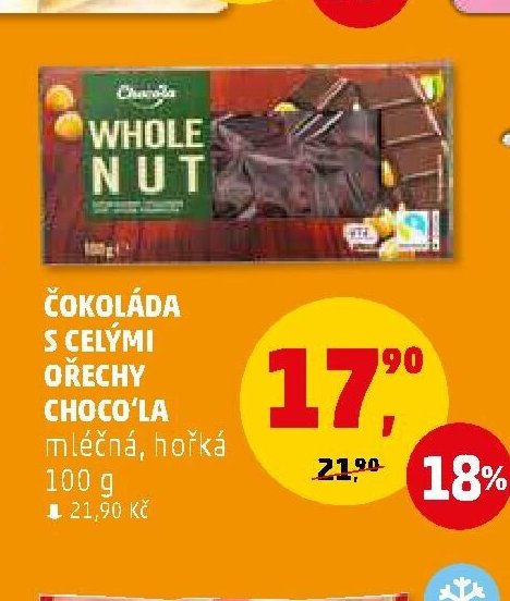 ČOKOLÁDA S CELÝMI OŘECHY CHOCO'LA