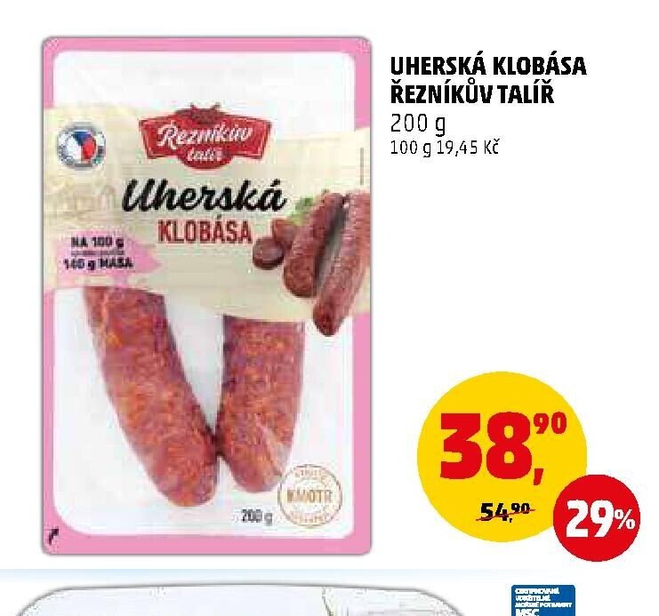Uherská klobása Řezníkův talíř