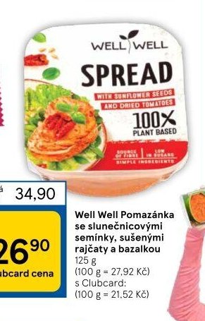 Well Well Pomazánka se slunečnicovými semínky, sušenými rajčaty a bazalkou