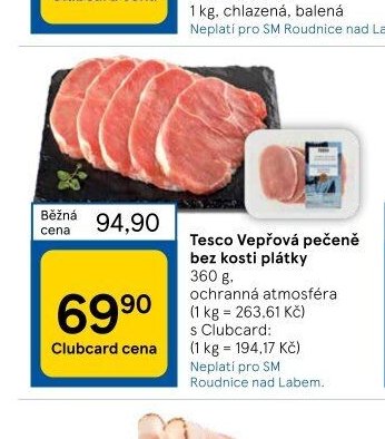 Tesco Vepřová pečeně bez kosti plátky