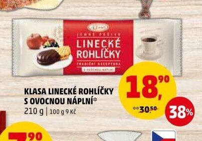 KLASA LINECKÉ ROHLÍČKY S OVOCNOU NÁPLNÍ