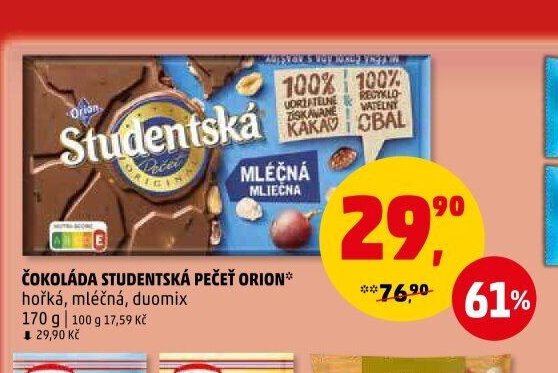 Čokoláda Studentská pečeť Orion