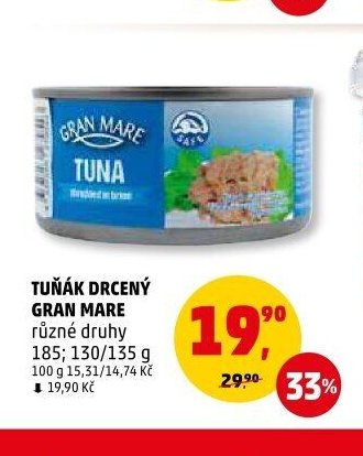 Tuňák drcený Gran Mare různé druhy 185; 130/135 g