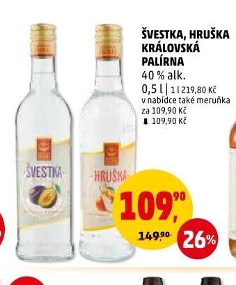 ŠVESTKA, HRUŠKA KRÁLOVSKÁ PALÍRNA