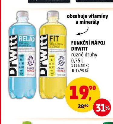 FUNKČNÍ NÁPOJ DRWITT různé druhy 0,75 l