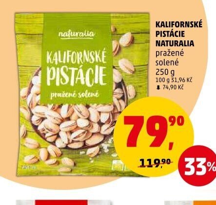 KALIFORNSKÉ PISTÁCIE NATURALIA pražené solené 250 g
