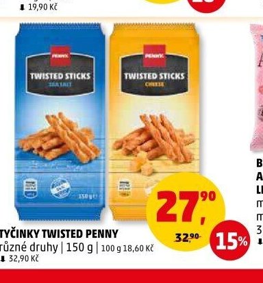 TYČINKY TWISTED PENNY různé druhy 150 g