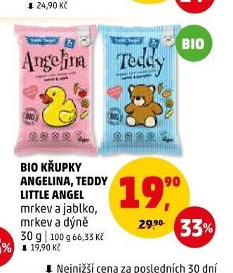 BIO KŘUPKY ANGELINA, TEDDY LITTLE ANGEL mrkev a jablko, mrkev a dýně 30 g