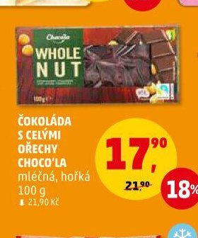 ČOKOLÁDA S CELÝMI OŘECHY CHOCO'LA