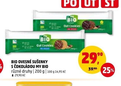 BIO OVESNÉ SUŠENKY S ČOKOLÁDOU MY BIO