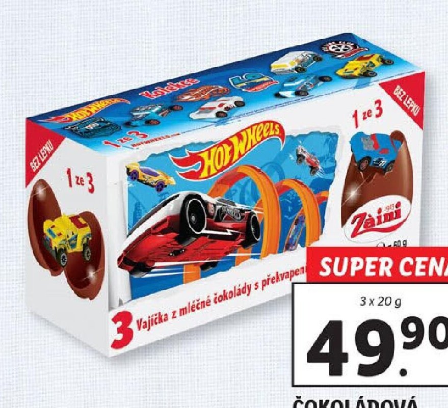 Zaini čokoládová vajíčka s překvapením Hot Wheels