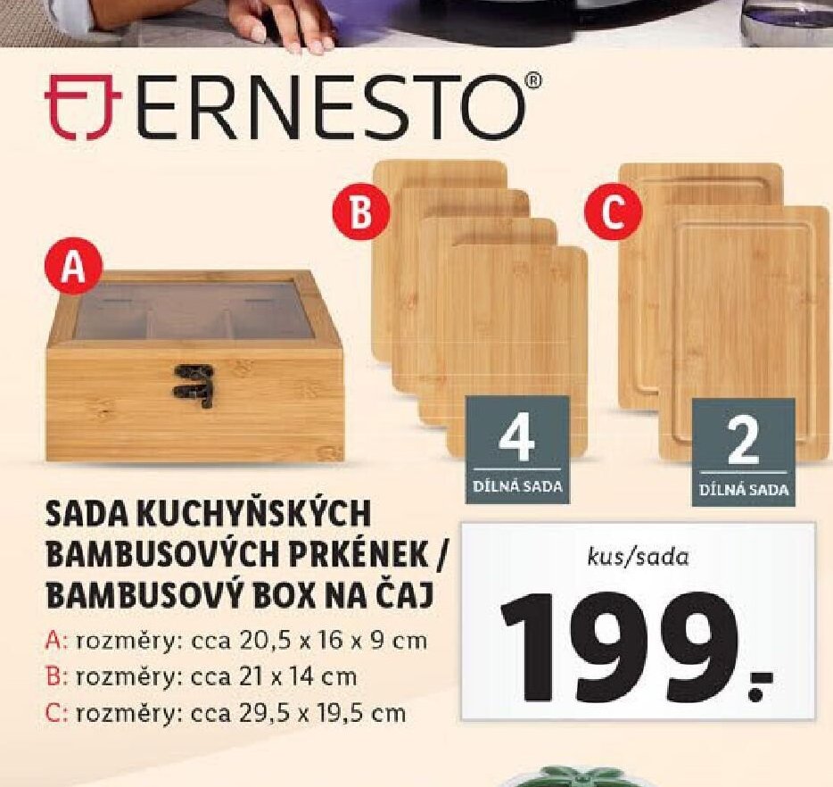 Ernesto Sada kuchyňských bambusových prkének / bambusový box na čaj