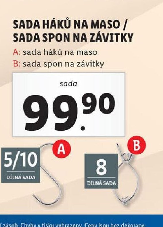 Sada háků na maso / sada spon na závitky