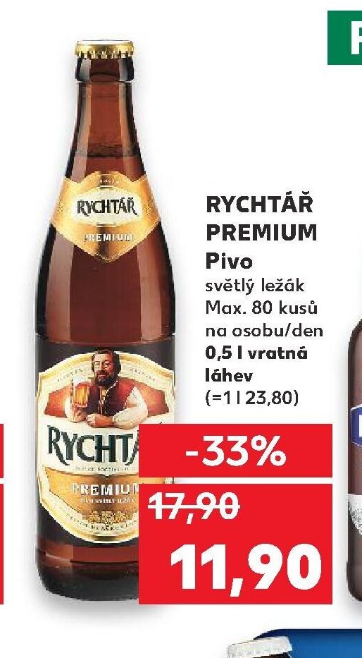 Rychtář Premium pivo světlý ležák 0,5 l vratná láhev