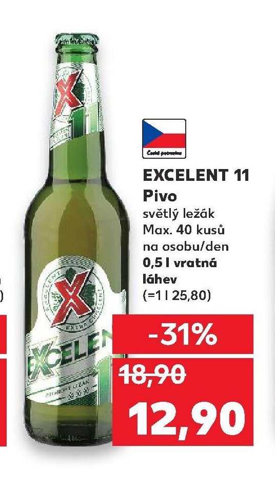 Excelent 11 Pivo světlý ležák 0,5 l vratná láhev
