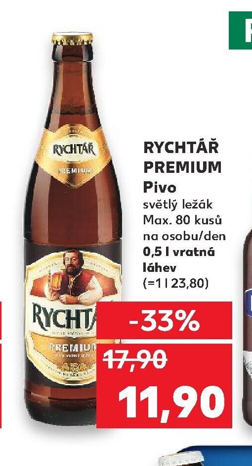 Rychtář Premium Pivo světlý ležák 0,5 l vratná láhev