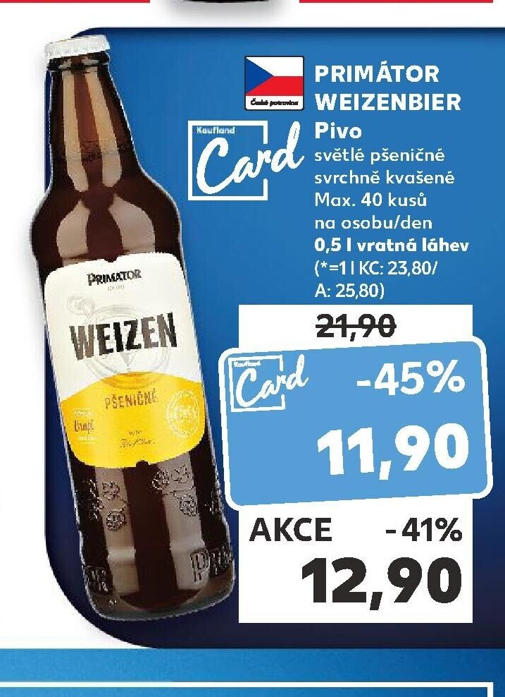 Primátor Weizenbier Pivo 0,5 l vratná láhev