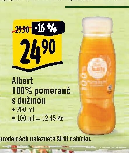 Albert 100% pomeranč s dužinou
