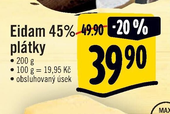 Eidam 45% plátky