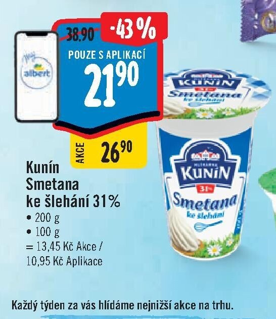 Kunín Smetana ke šlehání 31%