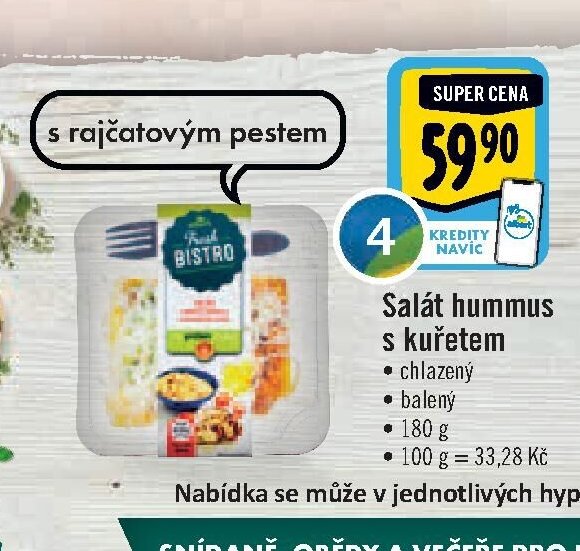 Salát hummus s kuřetem