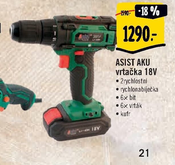 ASIST AKU vrtačka 18V
