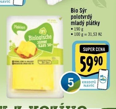 Bio Sýr polotvrdý mladý plátky