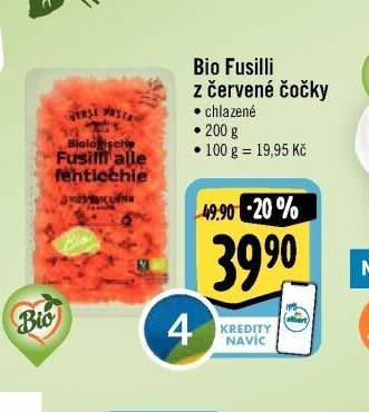 Bio Fusilli z červené čočky