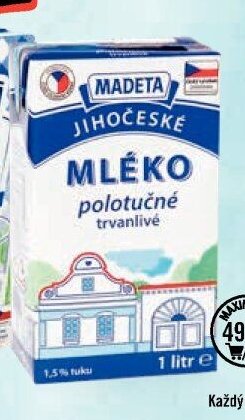Madeta Jihočeské mléko polotučné