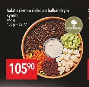 Salát s černou čočkou a balkánským sýrem