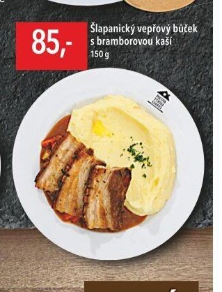 Šlapanický vepřový bůček s bramborovou kaší