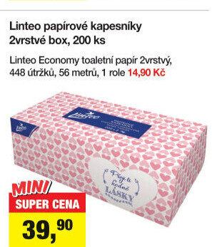 Papírové kapesníčky 2vrstvé Linteo - box