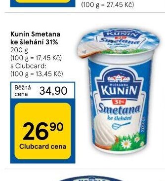 Kunín Smetana ke šlehání 31%