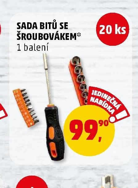 SADA BITŮ SE ŠROUBOVÁKEM