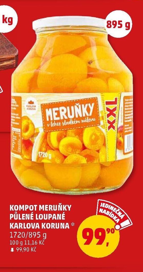 KOMPOT MERUŇKY PŮLENÉ LOUPANÉ KARLOVA KORUNA