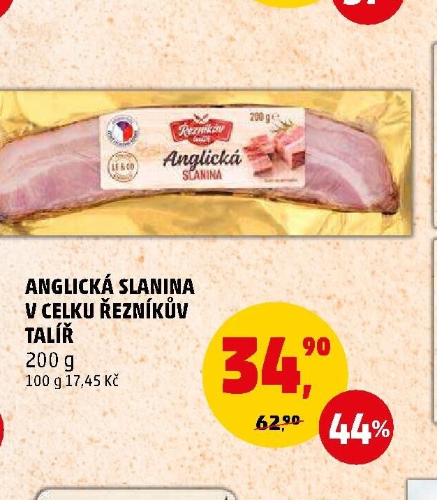 Anglická slanina v celku Řezníkův talíř