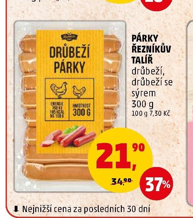 Párky Řezníkův talíř drůbeží se sýrem