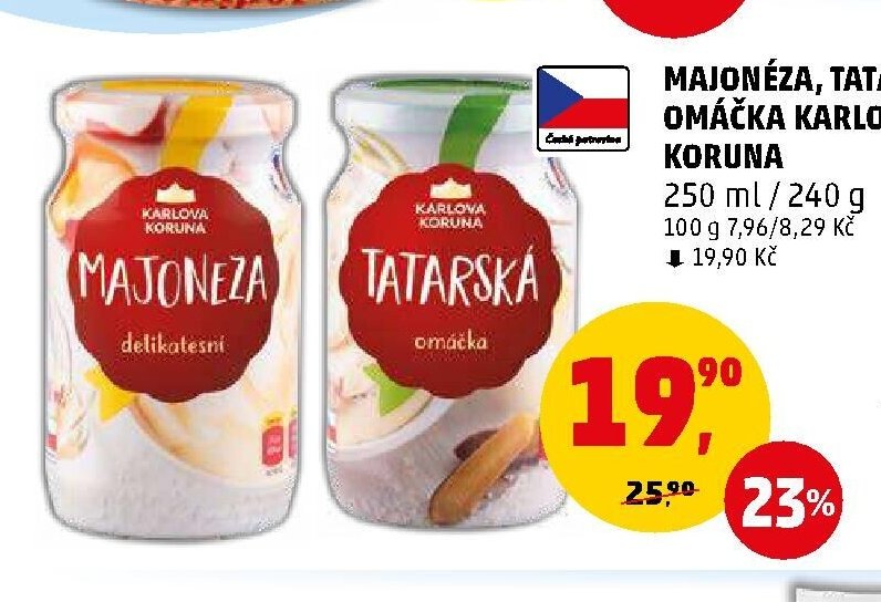 Majonéza, tatarská omáčka Karlova Koruna