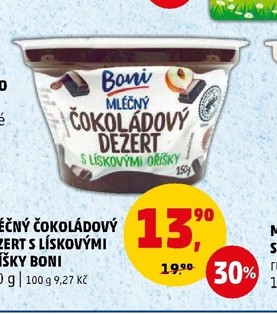 Mléčný čokoládový dezert s lískovými oříšky Boni 150 g
