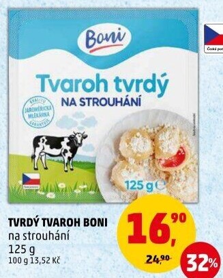 Tvaroh tvrdý na strouhání Boni