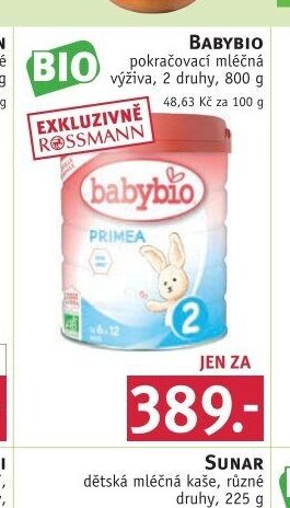 Babybio pokračovací mléčná výživa