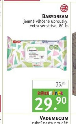 Babydream jemné vlhčené ubrousky