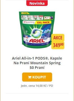 Ariel All-in-1 PODS®, Kapsle Na Praní Mountain Spring 50 Praní