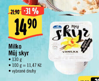 Dezert zakysaný ochucený Můj Skyr 0% Milko