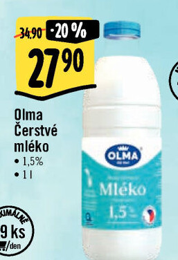 Mléko čerstvé Olma - 1,5% polotučné