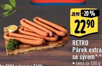 Párky extra se sýrem Albert Retro