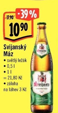 Pivo světlý ležák 11° Svijanský Máz Svijany