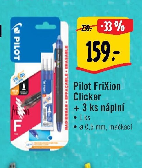 Pilot FriXion Clicker + 3 ks náplní