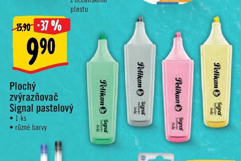 Plochý zvýrazňovač Signal pastelový