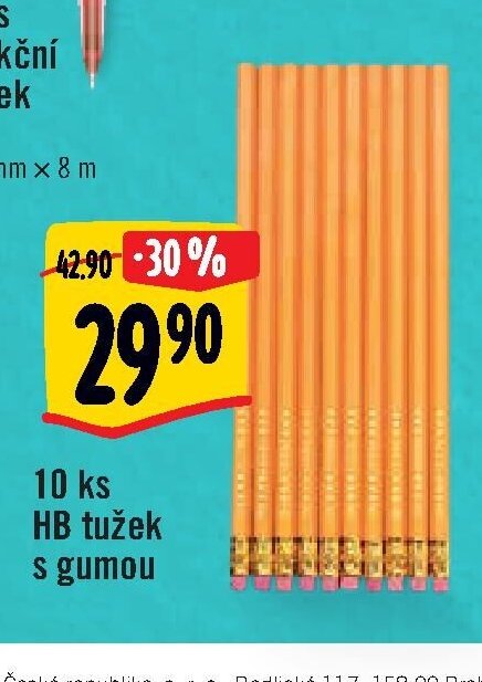 10 ks HB tužek s gumou